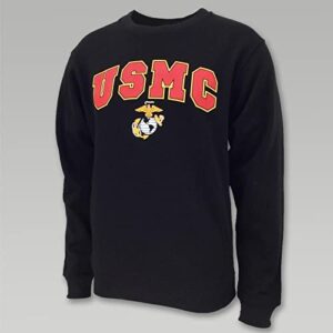 United States Marine Corps Arched Eagle, Globe and Anchor Crewneck Sweatshirt, Large, Black