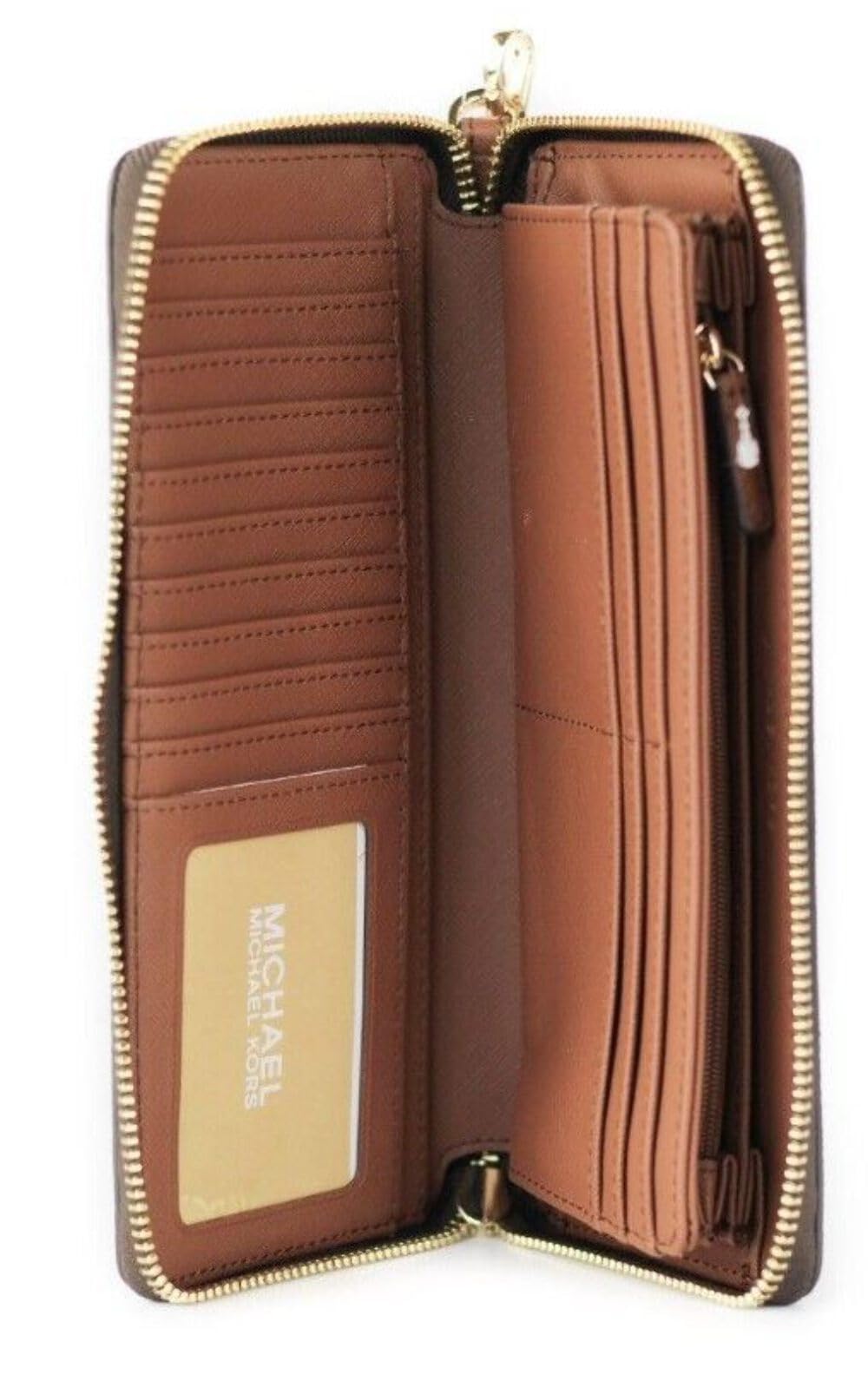 Michael Kors Women Jet Set Large Travel Continental Wristlet Wallet Brown