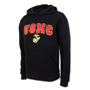 Armed Forces Gear United States Marine Corps Arch Eagle Globe and Anchor Hooded Sweatshirt, x-large, Black