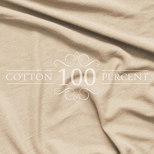 Knit Jersey 100% Cotton 3 PC Twin XL Sheet Set Soft and Comfy - Twin Extra Long, 15" Deep Pocket, 39" x 80" Great for Dorm Room, Hospital and Split King Dual Adjustable Beds - Beige