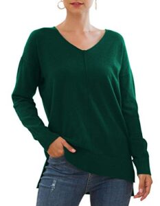 jouica womens fall casual long sleeve pullover sweater(dark green,x-large)