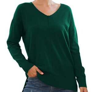 Jouica Womens Fall Casual Long Sleeve Pullover Sweater(Dark Green,X-Large)