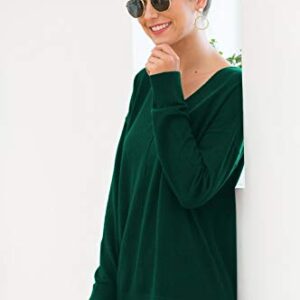 Jouica Womens Fall Casual Long Sleeve Pullover Sweater(Dark Green,X-Large)