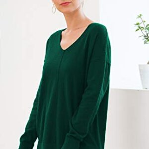 Jouica Womens Fall Casual Long Sleeve Pullover Sweater(Dark Green,X-Large)