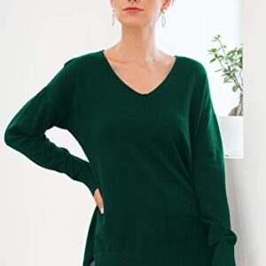 Jouica Womens Fall Casual Long Sleeve Pullover Sweater(Dark Green,X-Large)