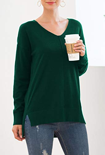 Jouica Womens Fall Casual Long Sleeve Pullover Sweater(Dark Green,X-Large)