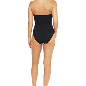 La Blanca Women's Standard Bandeau One Piece Swimsuit, Black/White//Zig and Zag, 0