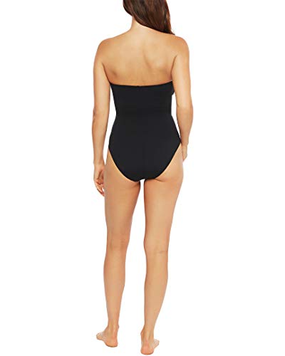 La Blanca Women's Standard Bandeau One Piece Swimsuit, Black/White//Zig and Zag, 0