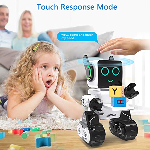 OKK Robot Toy for Kids, Smart RC Robots for Kids with Touch and Sound Control Robotics Intelligent Programmable, Robot Toy with Walking Dancing Singing Talking Transfering Items for Boys Girls (White)