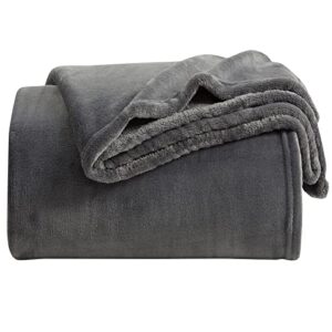 kmuset fleece blanket throw size dark grey lightweight super soft cozy fuzzy bed blankets microfiber factory shop