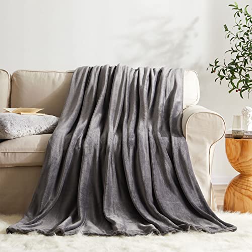 KMUSET Fleece Blanket Throw Size Dark Grey Lightweight Super Soft Cozy Fuzzy Bed Blankets Microfiber Factory Shop