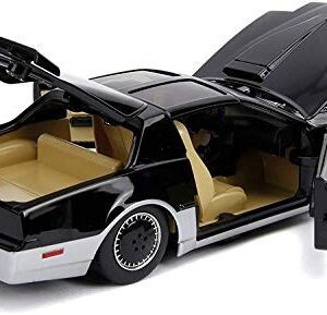 Jada Toys Hollywood Rides Knight Rider K.A.R.1982 Pontiac Firebird 1: 24 Diecast Vehicle with Light Up Feature, Glossy Black / Silver