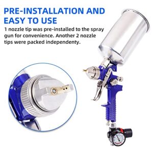 BANG4BUCK Professional HVLP Gravity Feed Air Spray Gun, 1.4mm 1.7mm 2.5mm Nozzles, 1000cc Aluminum Cup with Gauge for Auto Paint, Primer, Clear/Top Coat & Touch-Up