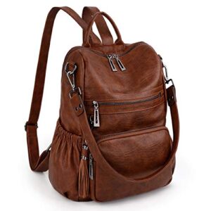 uto women backpack purse leather vegan ladies fashion designer rucksack convertible travel shoulder bag with tassel