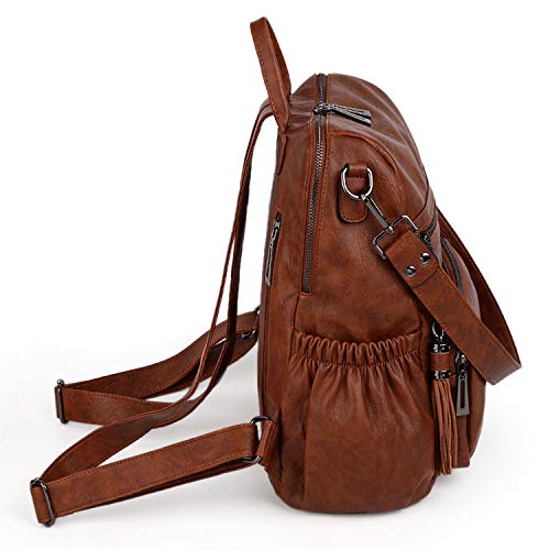 UTO Women Backpack Purse Leather Vegan Ladies Fashion Designer Rucksack Convertible Travel Shoulder Bag with Tassel