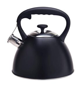 arc, 346, 3.2 quart / 3l tea kettle food grade with heat resistance handle, stainless steel teapot for stovetop, anti-rust and loud whistling (3l - black durable color 3)