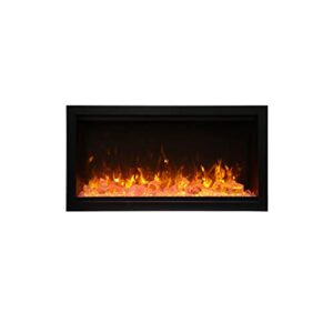 amantii symmetry extra tall built-in electric fireplace with black steel surround and ice media (sym-34-xt-fi-109-diamond), 34-inches
