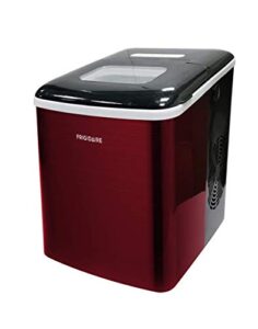 frigidaire compact countertop ice maker, 26lbs of ice per day, red stainless