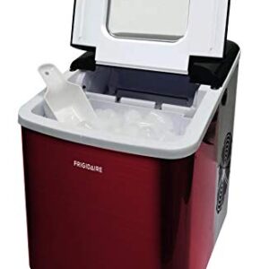 Frigidaire Compact Countertop Ice Maker, 26lbs of Ice per day, Red Stainless