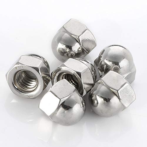 1/4-20 Acorn Cap Nuts, 304 Stainless Steel 18-8, Plain Finish, Quantity 50