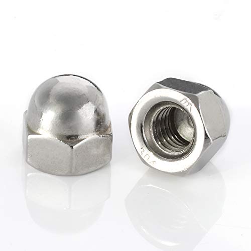 1/4-20 Acorn Cap Nuts, 304 Stainless Steel 18-8, Plain Finish, Quantity 50