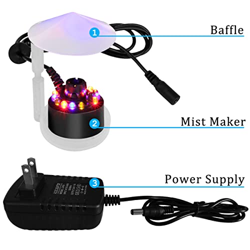 PULACO Mist Maker, Indoor Fountain Mister Foggers, Small Pond Fog Machine Atomizer Air Humidifier Perfect for Water Feature, Halloween, Christmas and Other Holiday Decorations.