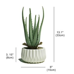 Suntimber Artificial Fake Plant Decor,Aloe Faux Plants in Elegant Ceramic Pot for Bathroom Shelf Decor, Desk Plant for Home & Office Decor - Artificial Fake Succulent Potted