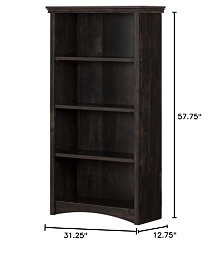 South Shore Gascony 4-Shelf Bookcase-Rubbed Black