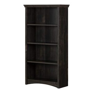 South Shore Gascony 4-Shelf Bookcase-Rubbed Black