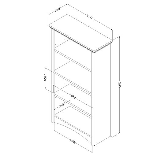 South Shore Gascony 4-Shelf Bookcase-Rubbed Black