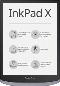 pocketbook inkpad x | e-book reader | large e ink screen 10.3ʺ e-reader | glare-free & eye-friendly | adjustable smartlight | text-to-speech function | audio output and bluetooth | audiobooks