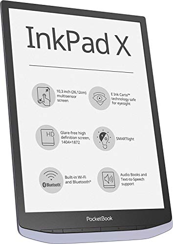 PocketBook InkPad X | E-Book Reader | Large E Ink Screen 10.3ʺ E-Reader | Glare-Free & Eye-Friendly | Adjustable SMARTlight | Text-to-Speech Function | Audio Output and Bluetooth | Audiobooks