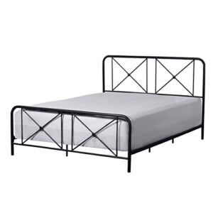 hillsdale furniture queen metal bed with double x design platform, black