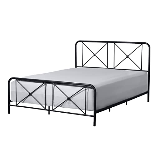 Hillsdale Furniture Queen Metal Bed with Double X Design Platform, Black