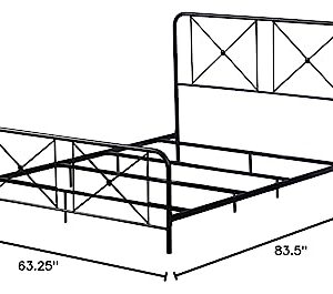 Hillsdale Furniture Queen Metal Bed with Double X Design Platform, Black