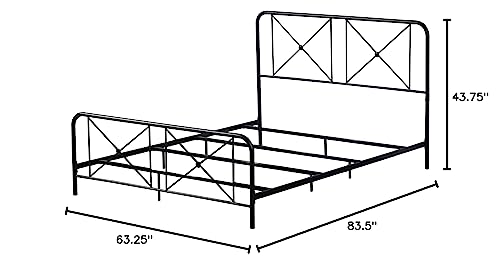 Hillsdale Furniture Queen Metal Bed with Double X Design Platform, Black