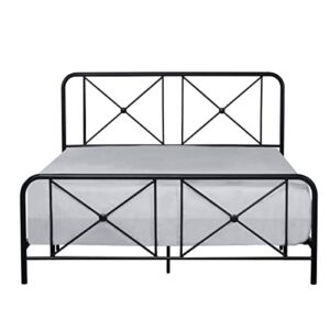 Hillsdale Furniture Queen Metal Bed with Double X Design Platform, Black