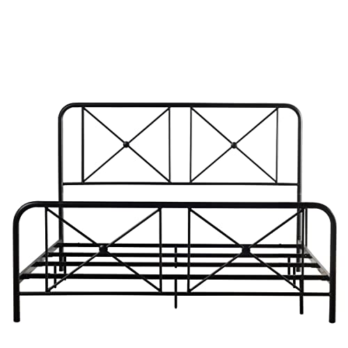 Hillsdale Furniture Queen Metal Bed with Double X Design Platform, Black