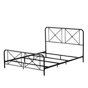 Hillsdale Furniture Queen Metal Bed with Double X Design Platform, Black