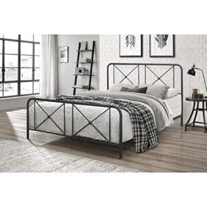 Hillsdale Furniture Queen Metal Bed with Double X Design Platform, Black