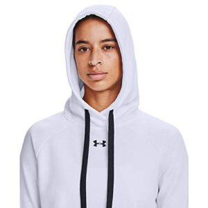 Under Armour Womens Rival Fleece Pull-Over Hoodie , White (100)/Black , X-Large