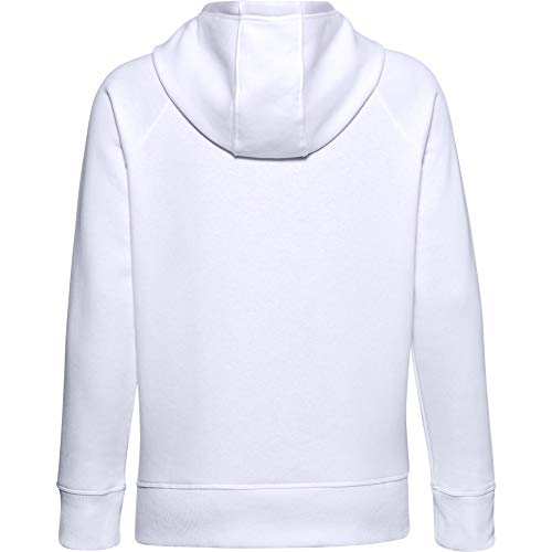Under Armour Womens Rival Fleece Pull-Over Hoodie , White (100)/Black , X-Large