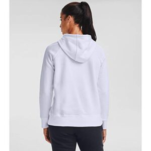 Under Armour Womens Rival Fleece Pull-Over Hoodie , White (100)/Black , X-Large