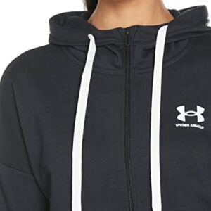 Under Armour Women's Rival Fleece Full Zip Hoodie , Black (001)/White , XX-Large