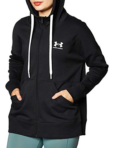 Under Armour Women's Rival Fleece Full Zip Hoodie , Black (001)/White , XX-Large