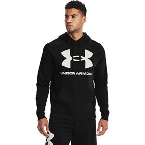 under armour mens rival fleece big logo hoodie , black (001)/onyx white , x-large