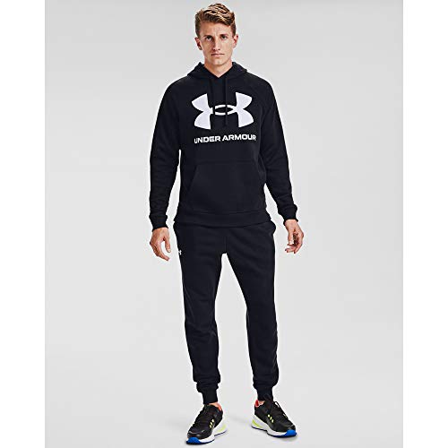 Under Armour Mens Rival Fleece Big Logo Hoodie , Black (001)/Onyx White , X-Large