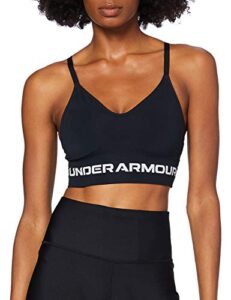 under armour women's seamless low impact long sports bra , black (001)/halo gray , medium