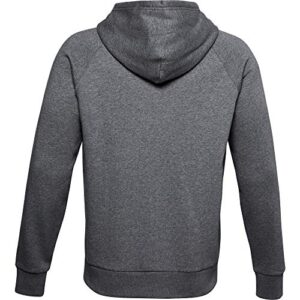 Under Armour Mens Rival Fleece Full Zip Hoodie , Pitch Gray Light Heather (012)/Onyx White , Large