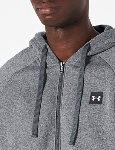 Under Armour Mens Rival Fleece Full Zip Hoodie , Pitch Gray Light Heather (012)/Onyx White , Large